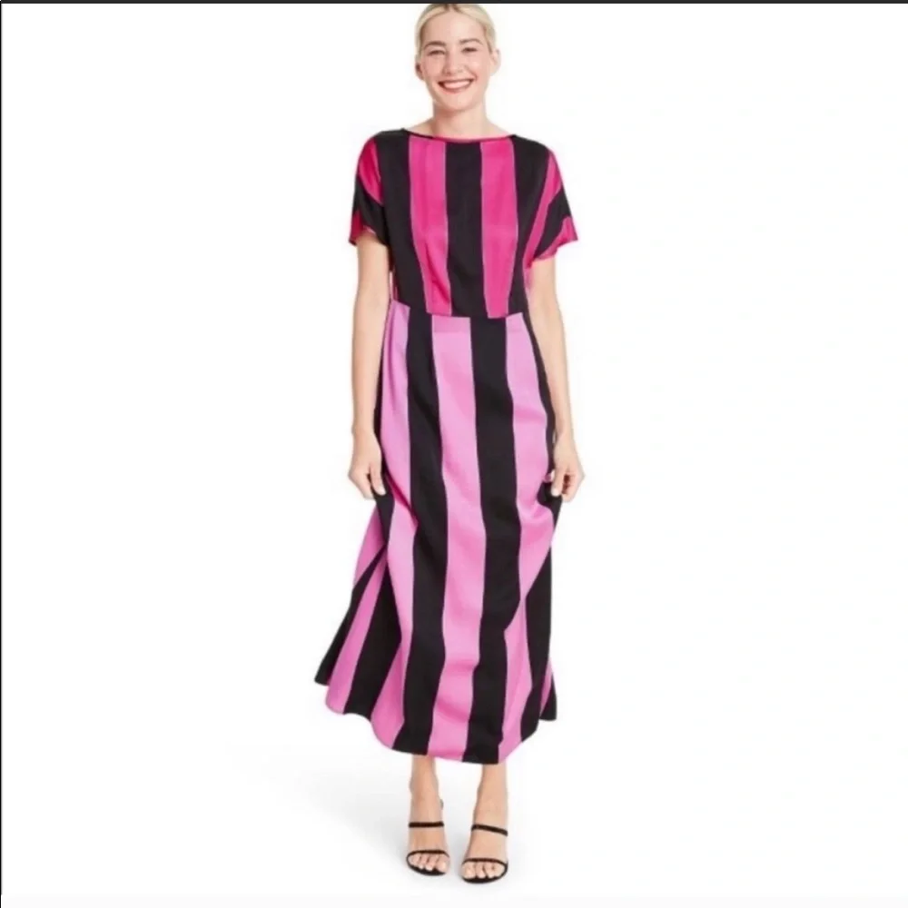 Christopher John Rodgers Pink & Black Dress Size 2 - Picture 1 of 5